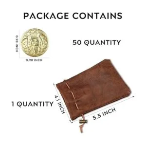 50 monedas de oro y bolsa de piel sintética monedas de_2