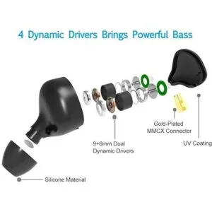 DCMEKA Monitor de oído auriculares híbridos dinámicos_4