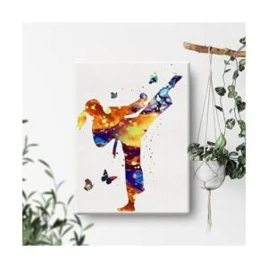 Arte de pared de karate Girl con diseño de acuarela de_4