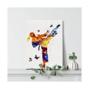 Arte de pared de karate Girl con diseño de acuarela de_5