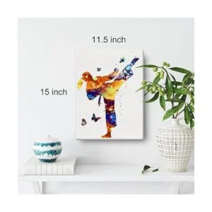 Arte de pared de karate Girl con diseño de acuarela de_2