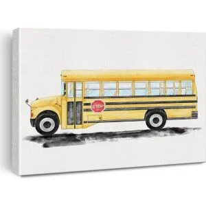 Lienzo decorativo para pared de autobús escolar diseño de_1