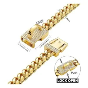 Dopetie Collar de perro con cadena de oro con circonitas_3