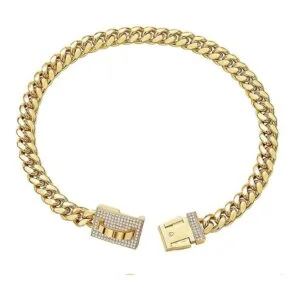 Dopetie Collar de perro con cadena de oro con circonitas_6