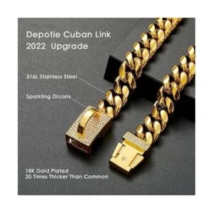 Dopetie Collar de perro con cadena de oro con circonitas_2