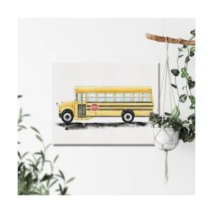 Lienzo decorativo para pared de autobús escolar diseño de_5