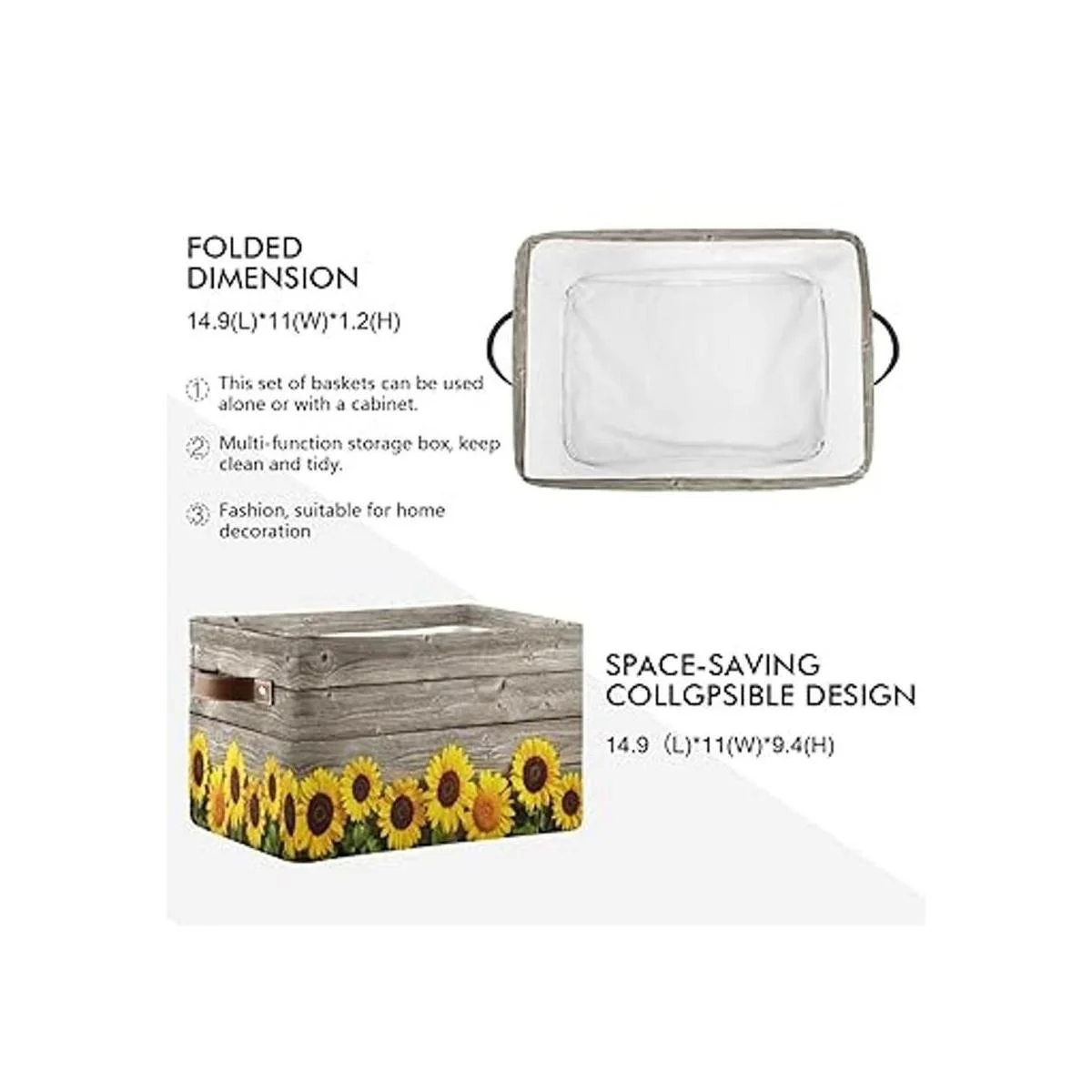 Staytop Cesta de almacenamiento grande de girasoles de_2