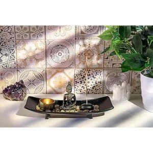 Jovivi Zen Garden Juego de estatua de Buda con portavelas_2
