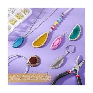 Dijes de ágata pulida perforada en varios tamaños y_6