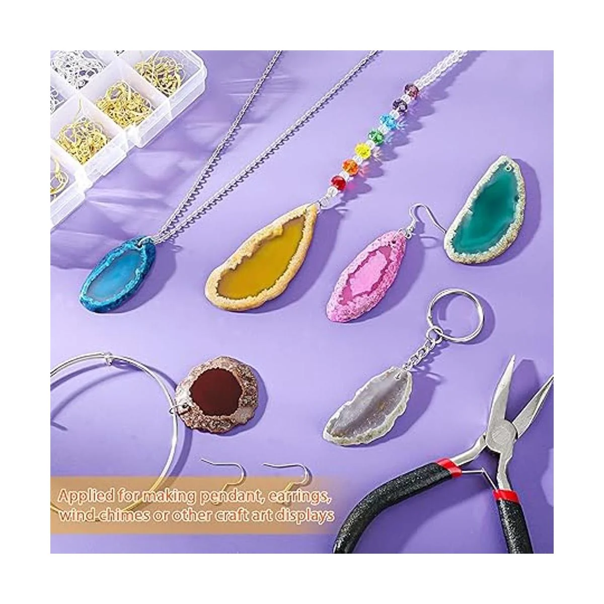 Dijes de ágata pulida perforada en varios tamaños y_6