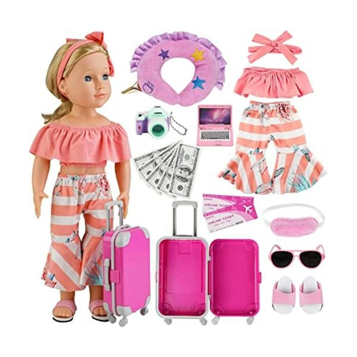 COSYOO Juego de 17 piezas de viaje para muñecas_1