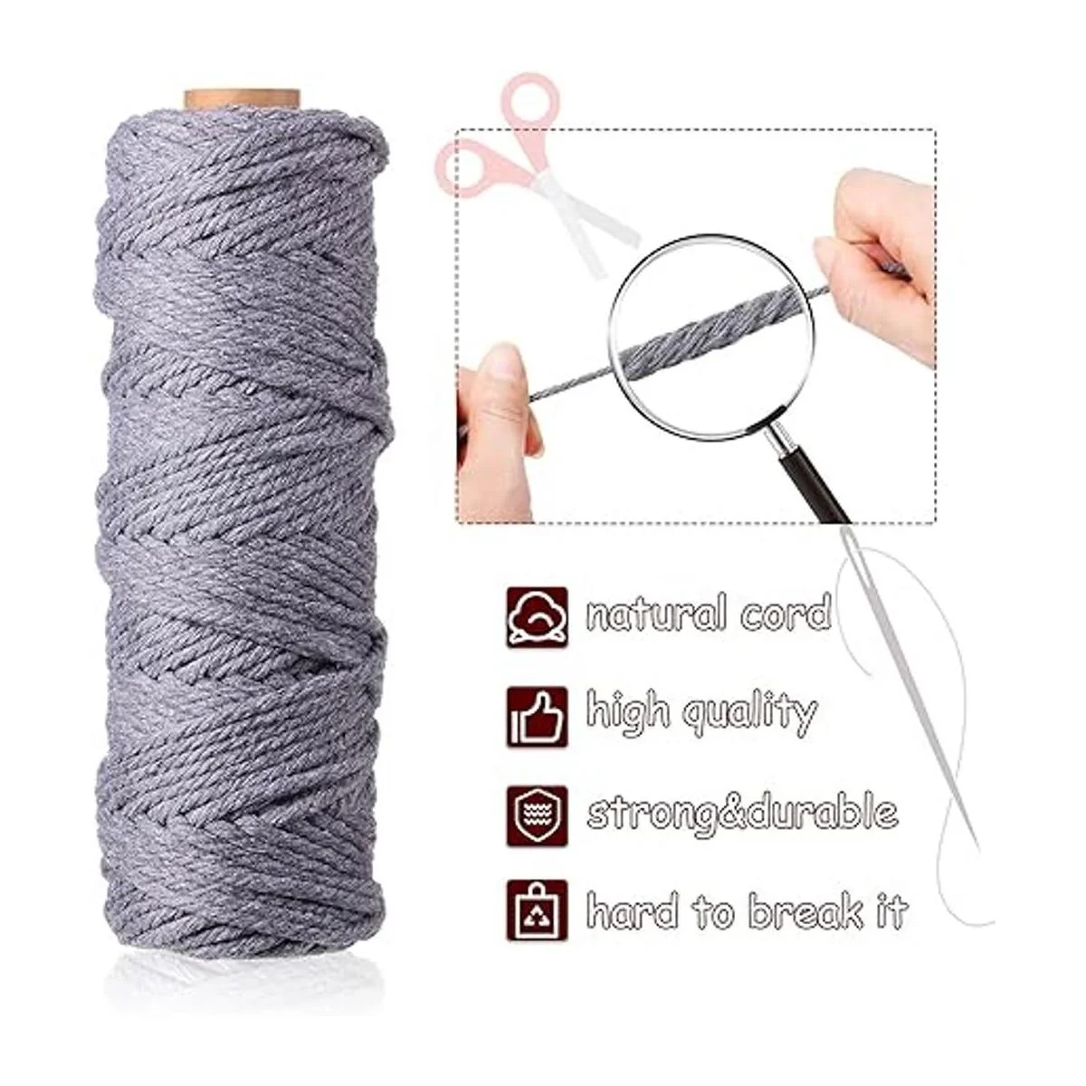 Juego de 6 rollos de 6 colores cuerda de macramé_3