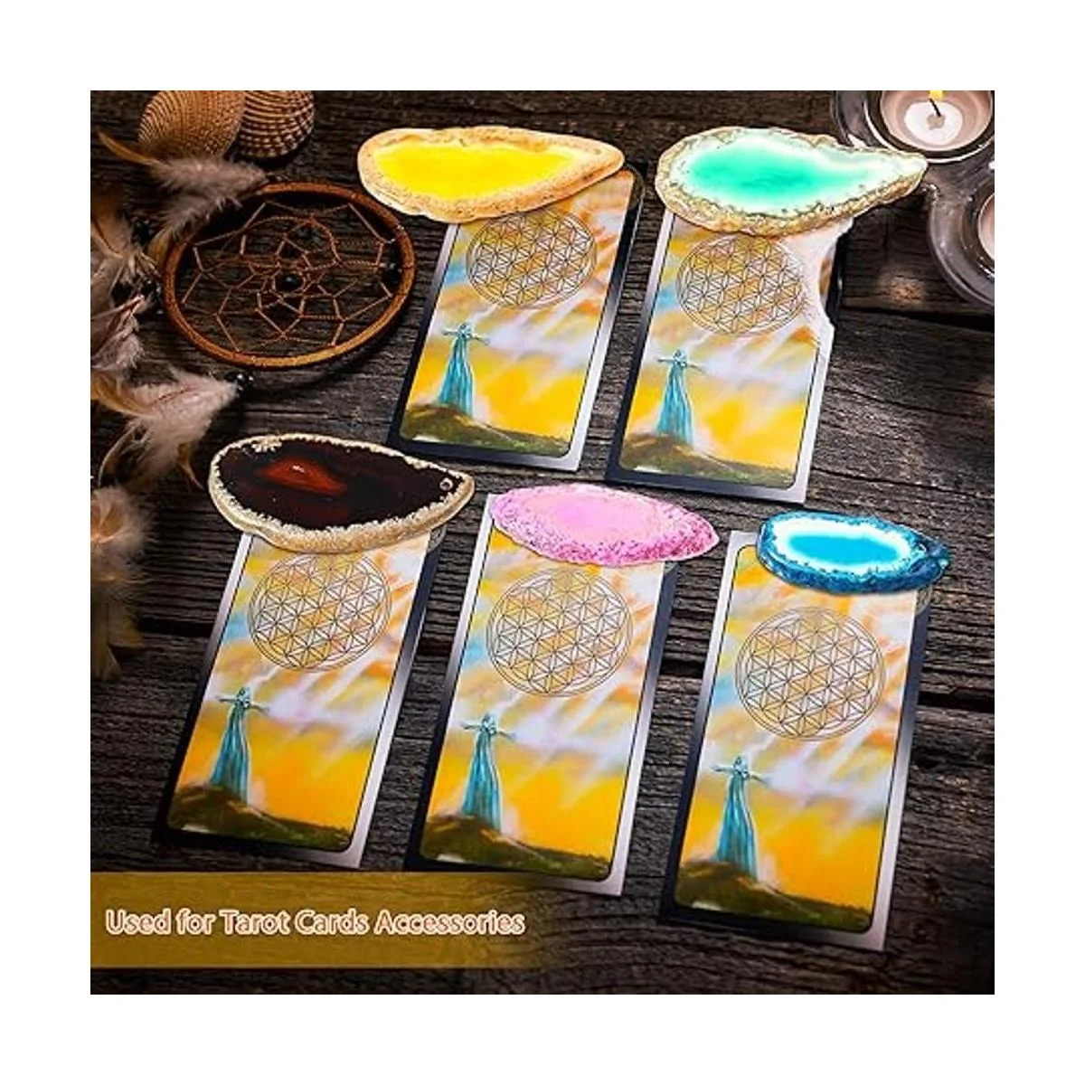 Dijes de ágata pulida perforada en varios tamaños y_5