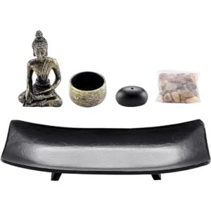 Jovivi Zen Garden Juego de estatua de Buda con portavelas_4