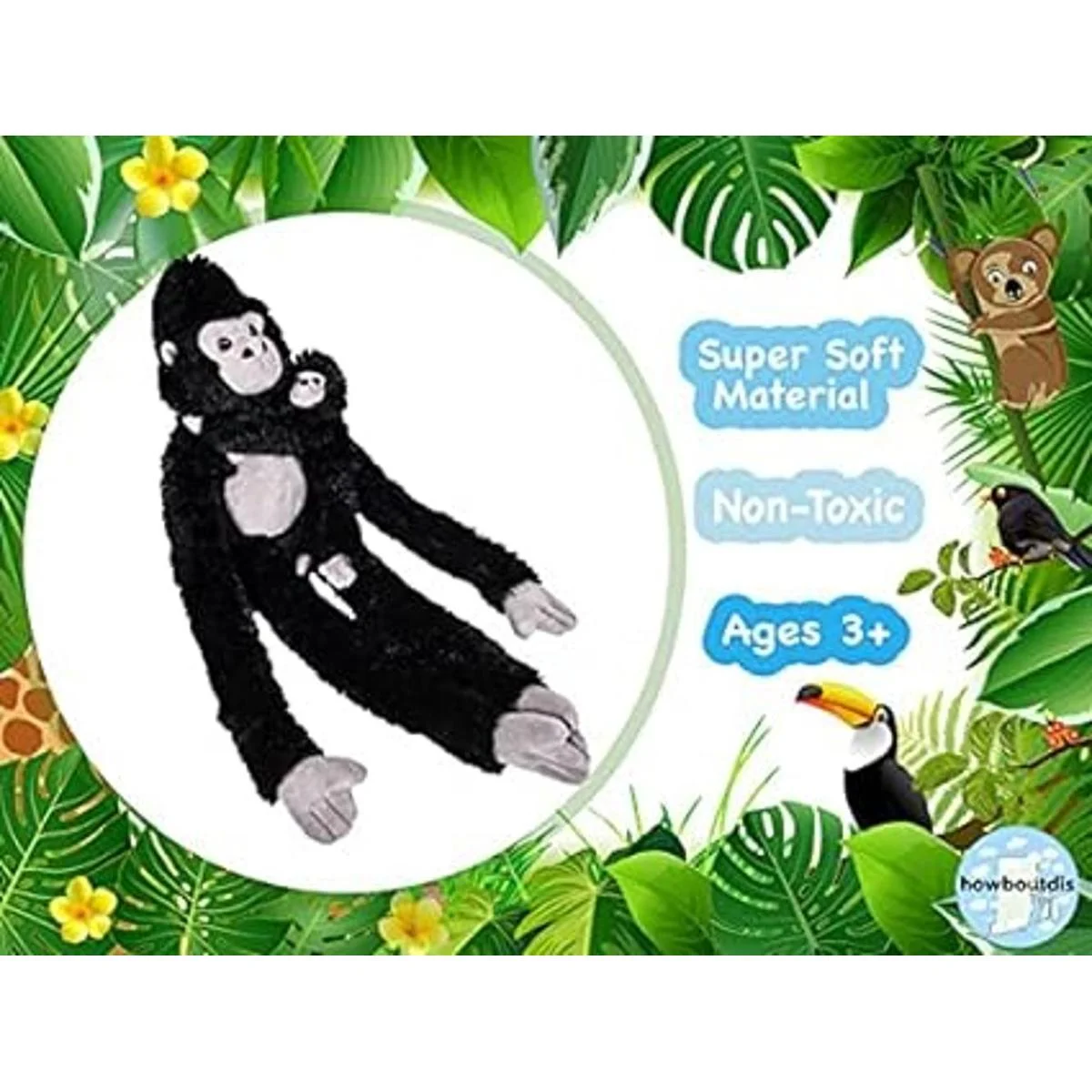 Peluche de gorila colgante de 25 pulgadas con bebé felpa_3