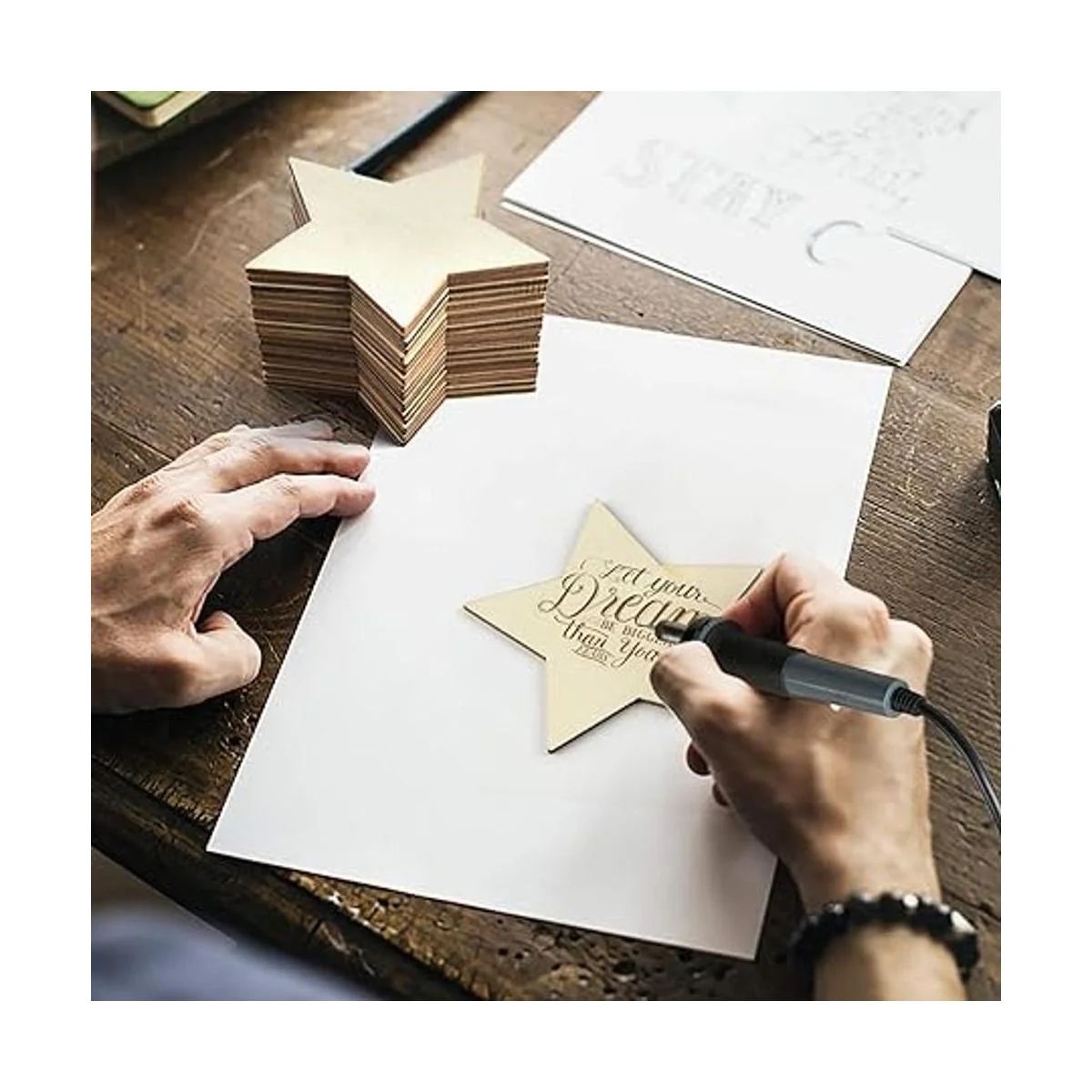 100 piezas de 3.0 in sin terminar estrella de madera_6