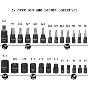 MIXPOWER Juego de 25 piezas de enchufe Torx y enchufe_2