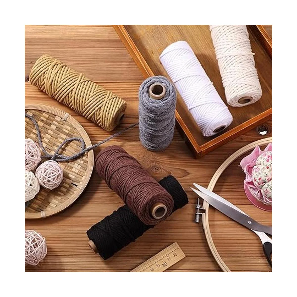 Juego de 6 rollos de 6 colores cuerda de macramé_7