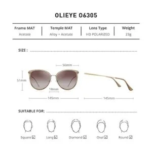 OLIEYE Gafas de sol polarizadas vintage ojo de gato para_2