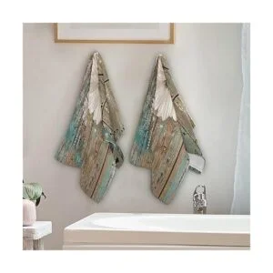 Juego de 2 toallas de mano rústicas de madera de granero_5