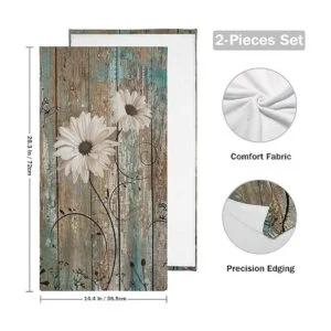 Juego de 2 toallas de mano rústicas de madera de granero_2