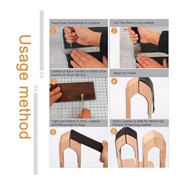 LYFJXX Abrazadera de costura de cuero de madera para_7