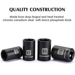 MIXPOWER Juego de 14 llaves de impacto poco profundo de_5