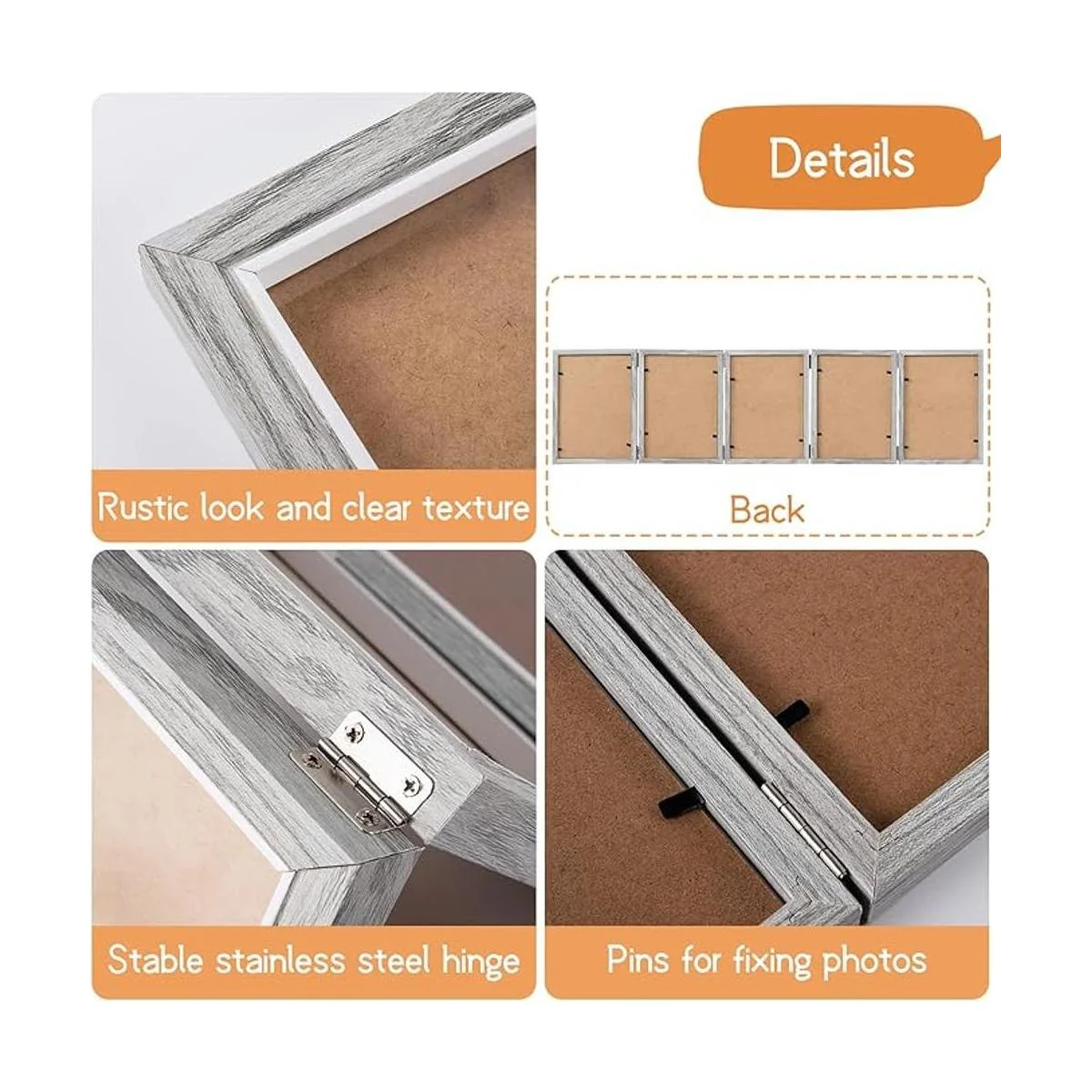 5 portarretratos plegables de 4 x 6 pulgadas marco de_7