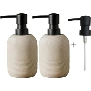 Juego de 2 dispensadores de jabón beige dispensador de_6