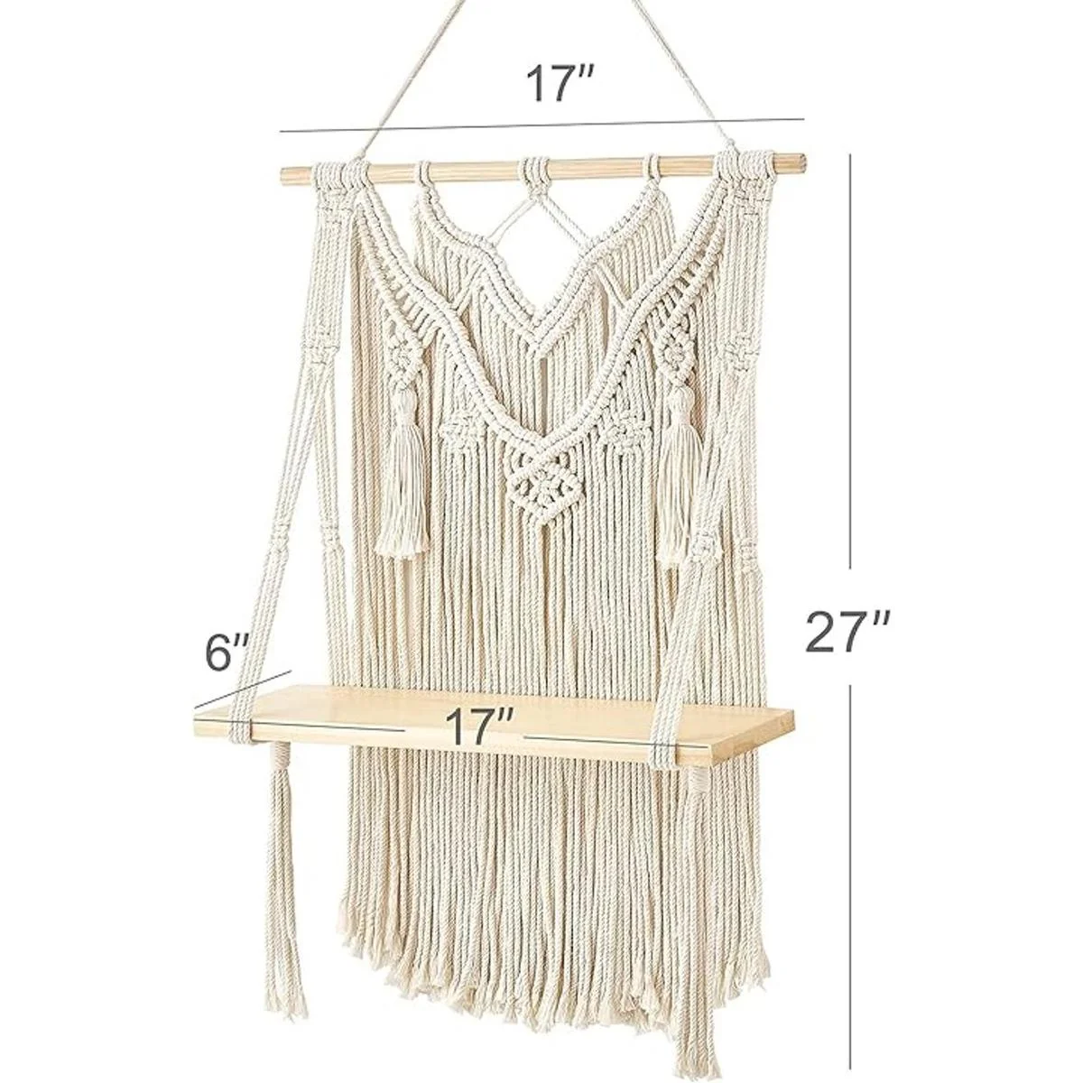 Mkono Estante colgante de pared de macramé decoración_6