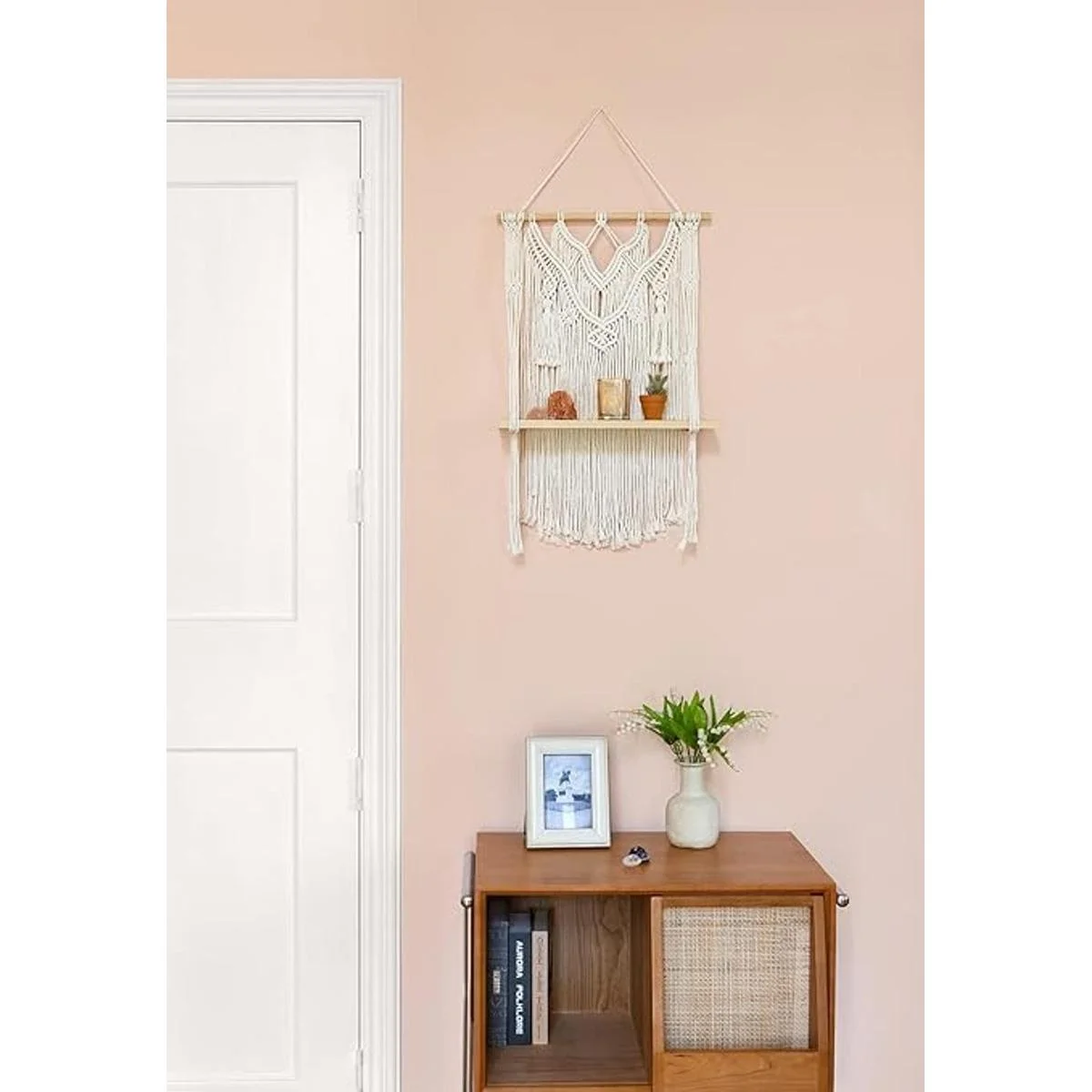 Mkono Estante colgante de pared de macramé decoración_2
