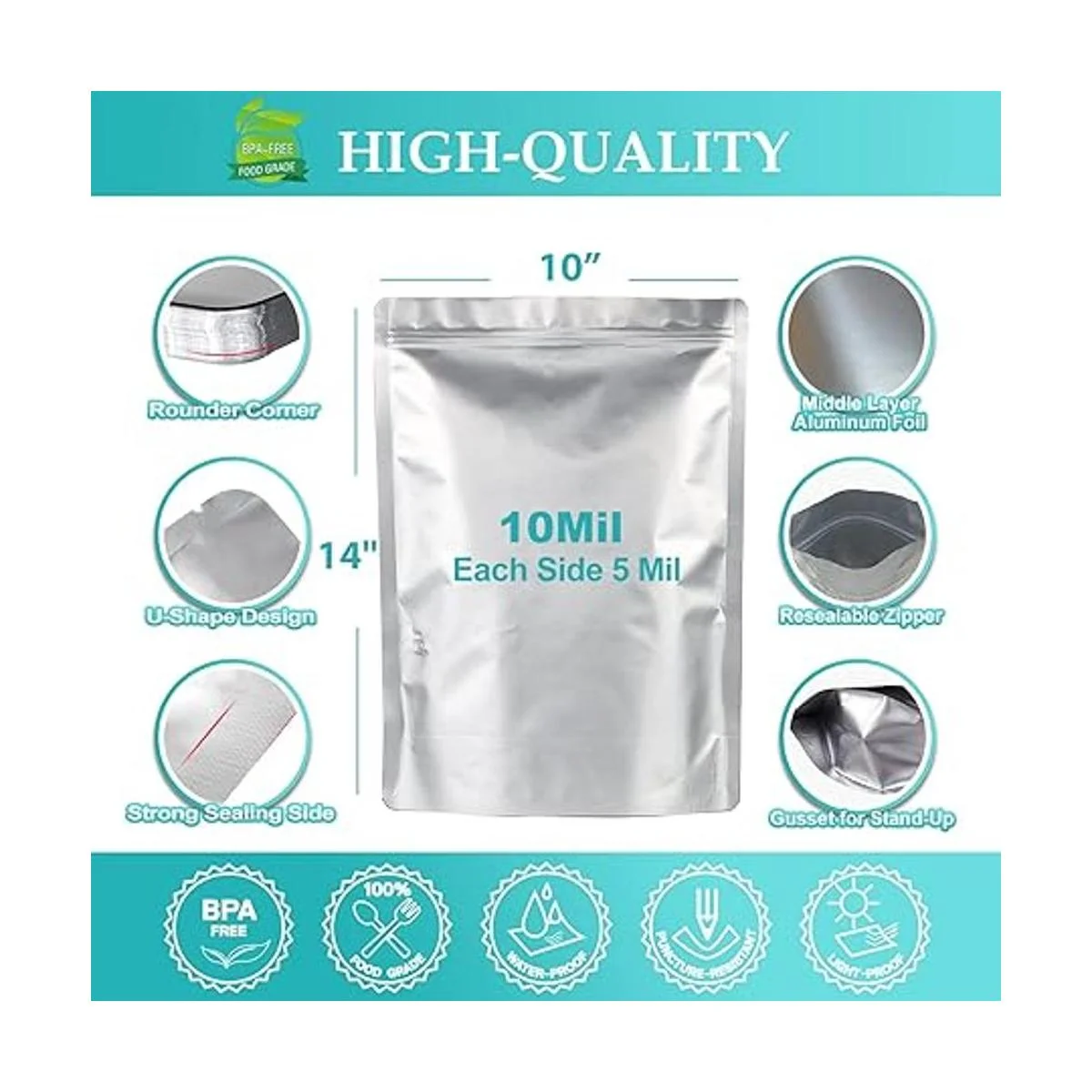 50 bolsas de Mylar de 1 galón para almacenamiento de_2