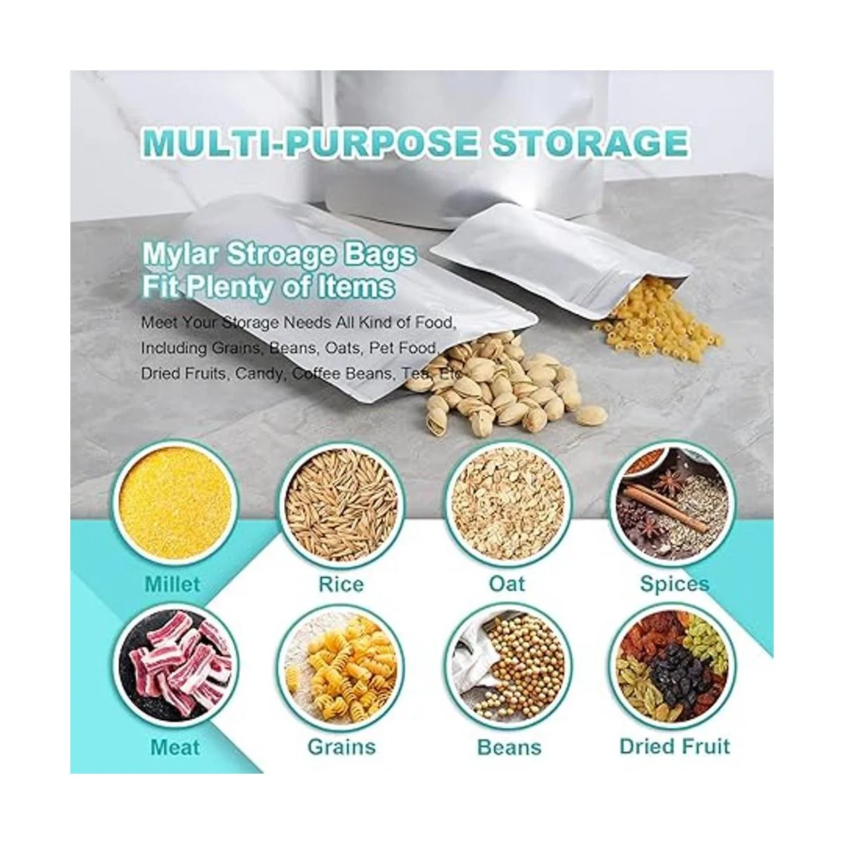 50 bolsas de Mylar de 1 galón para almacenamiento de_4