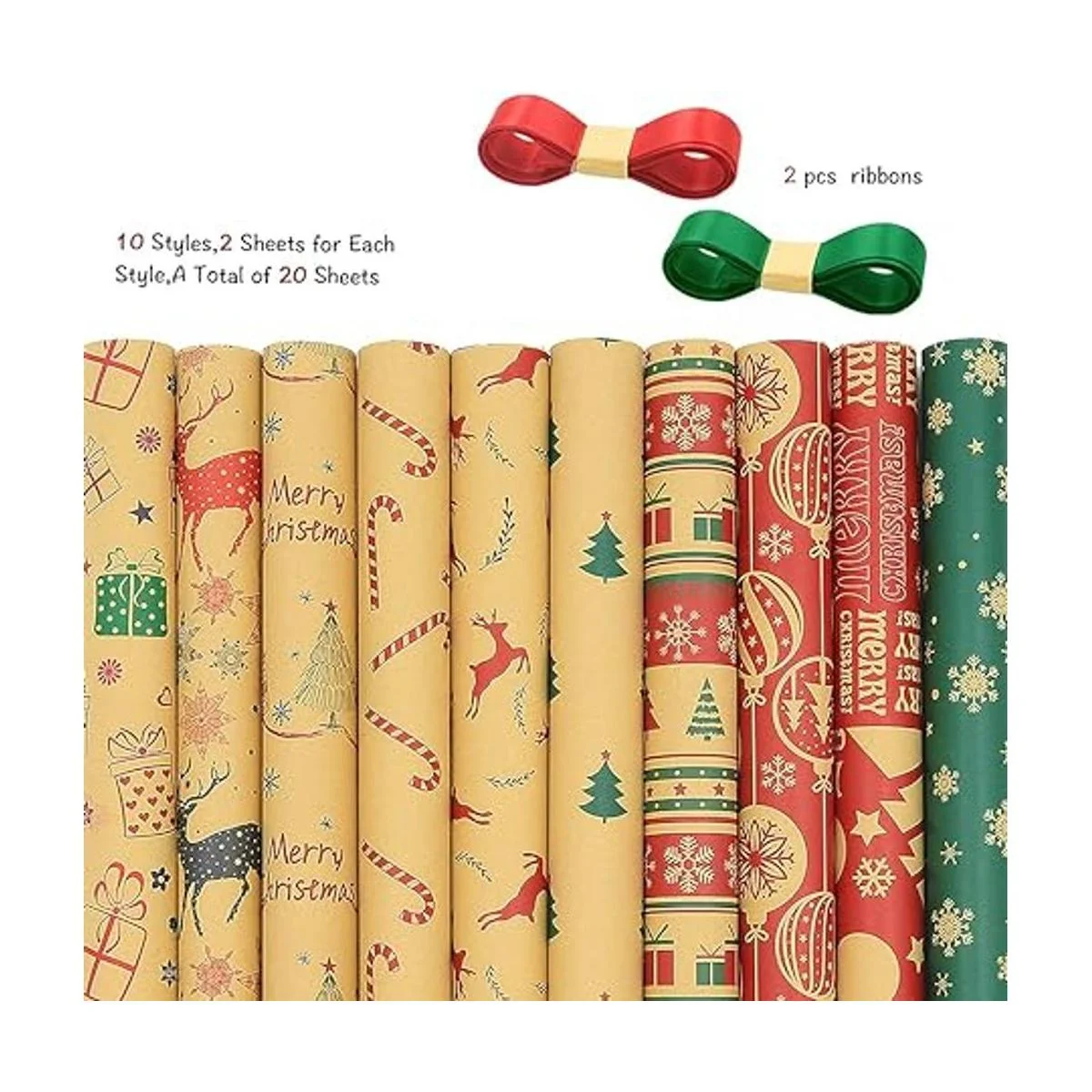 Papel de regalo de Navidad 20 hojas de papel de regalo_3