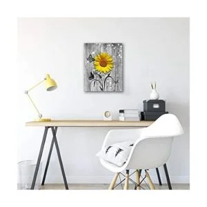 Arte de pared de mariposa de girasol en la pared de madera_3