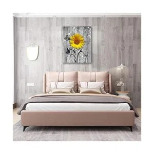 Arte de pared de mariposa de girasol en la pared de madera_4