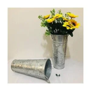 ZOOFOX Juego de 4 jarrones de metal galvanizado cubo_5