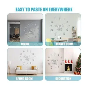 Reloj de pared grande 3D sin marco decoración moderna_6