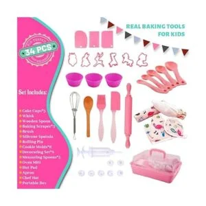 kkmon Juego de cocina y horneado para niños 34 piezas de_4