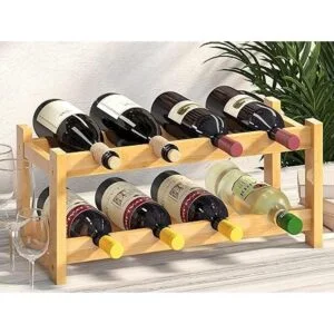 BAMEOS Estante de vino de pie libre de 8 botellas de 2_3