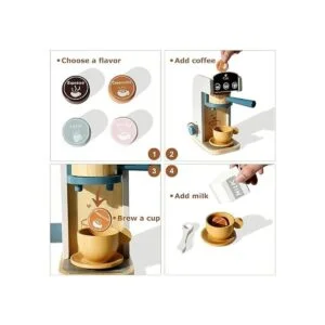 PairPear Juguetes de madera para niños cafetera de_4