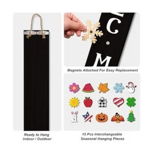 Mini letrero de puerta vertical intercambiable de madera_2