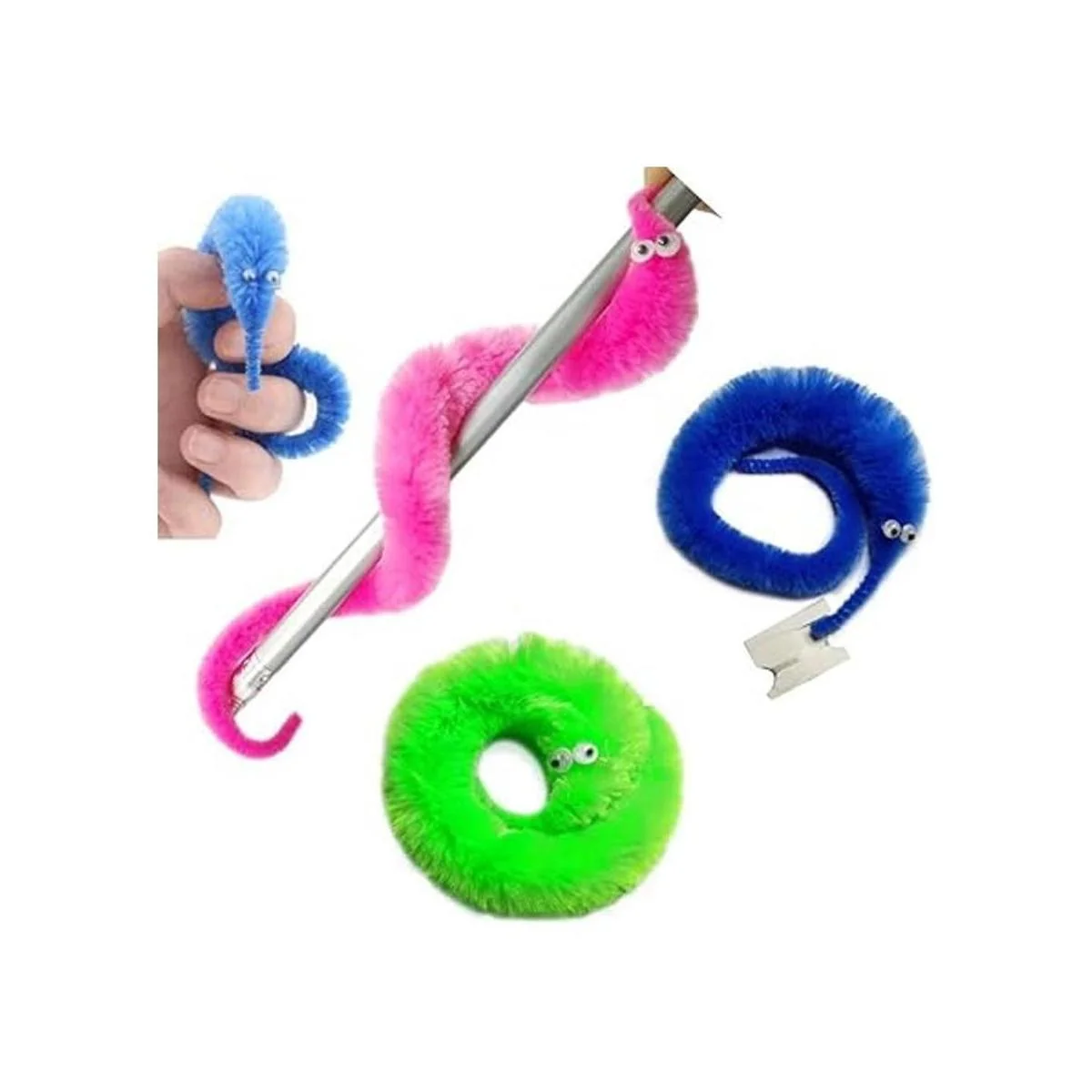 SHENGSEN Paquete de 120 juguetes de gusanos peludos para_7