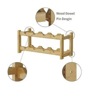 BAMEOS Estante de vino de pie libre de 8 botellas de 2_6