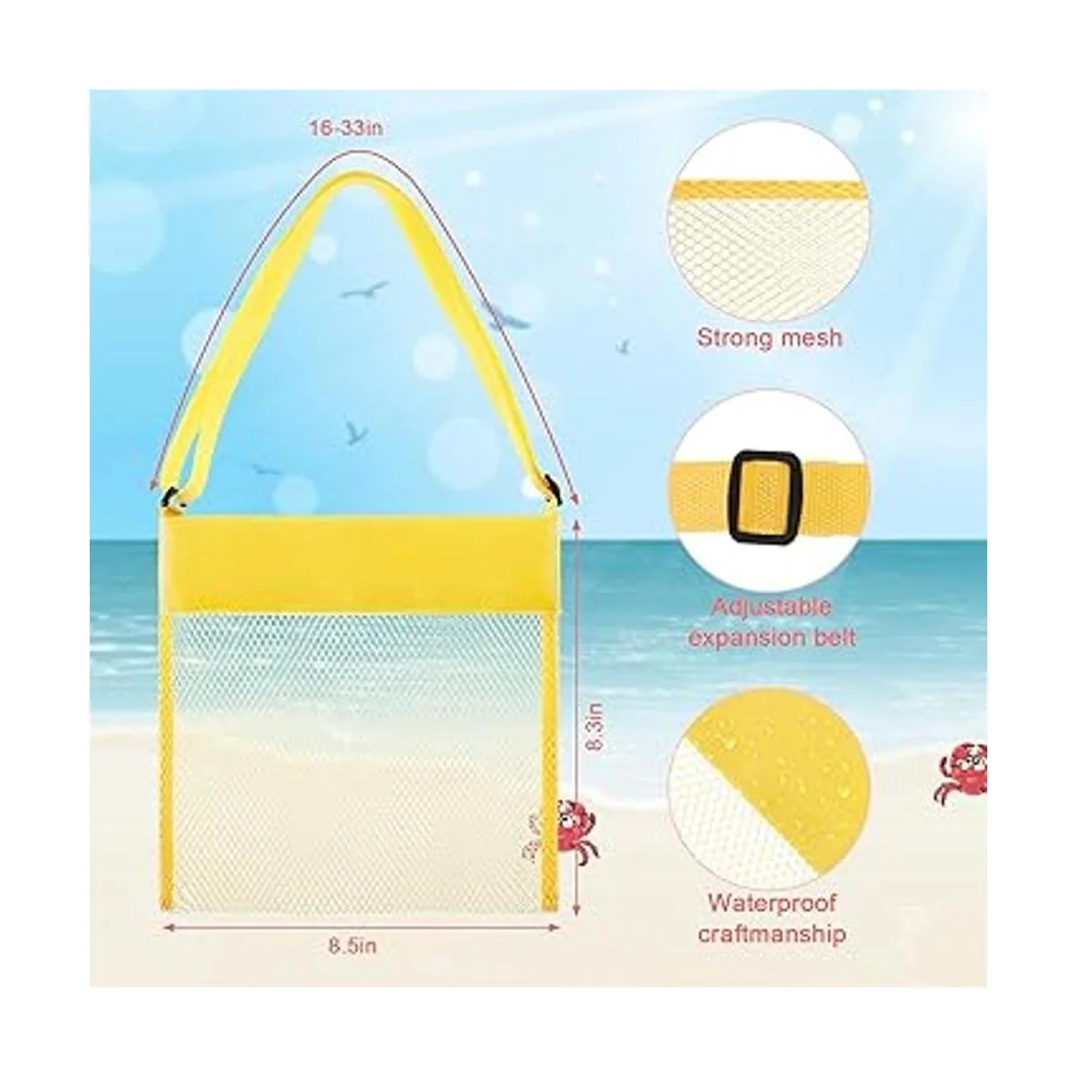 Paquete de 15 bolsas de malla para playa para niños_3