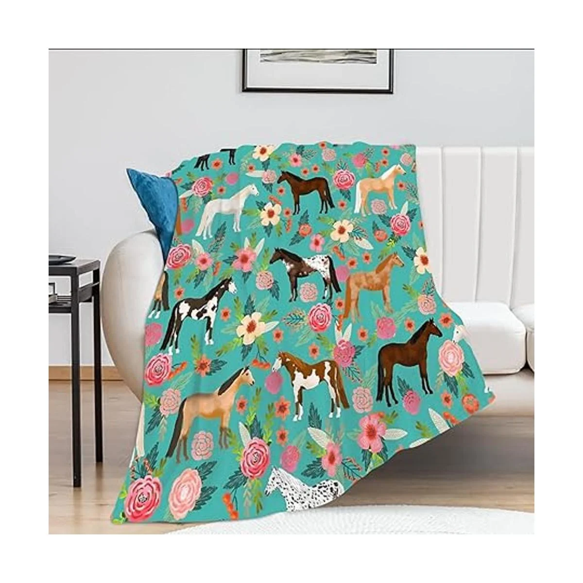 Manta con estampado de caballos manta con patrón de_2