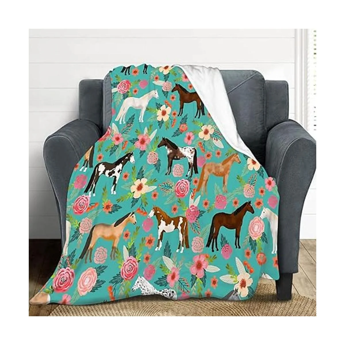 Manta con estampado de caballos manta con patrón de_4