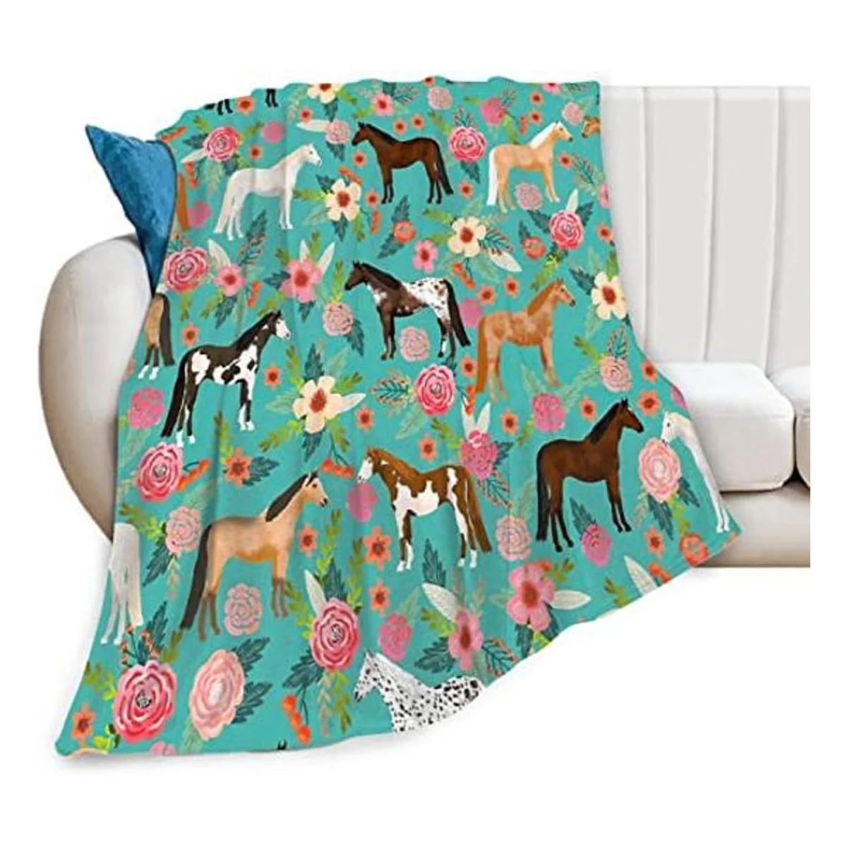 Manta con estampado de caballos manta con patrón de_1