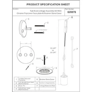 Artiwell Ensamble de enlace de drenaje de bañera con_6