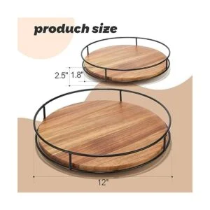 Tocadiscos de madera de acacia Lazy Susan de 12.5_3